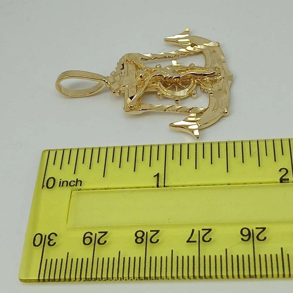 Vintage Karatbond Gold Anchor Crucifix Ship Wheel Pendant Made in USA Y2K NOS